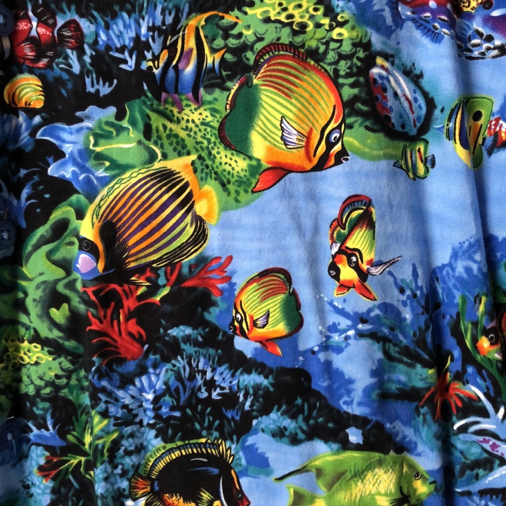 Murray Productions Blue Aquarium Short Sleeve Button Down Shirt size 2X - Picture 3 of 7